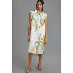 nwt ANTHROPOLOGIE MAEVE sz 2X The Lillian Cap Sleeve shirt dress in mint motif